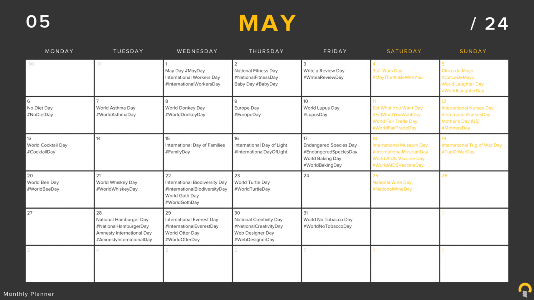 May Social Media Calendar