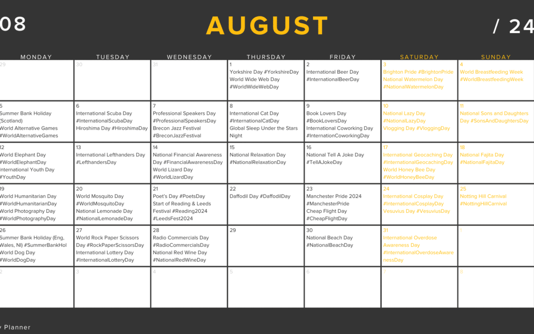 Your August Social Media Calendar: 2024