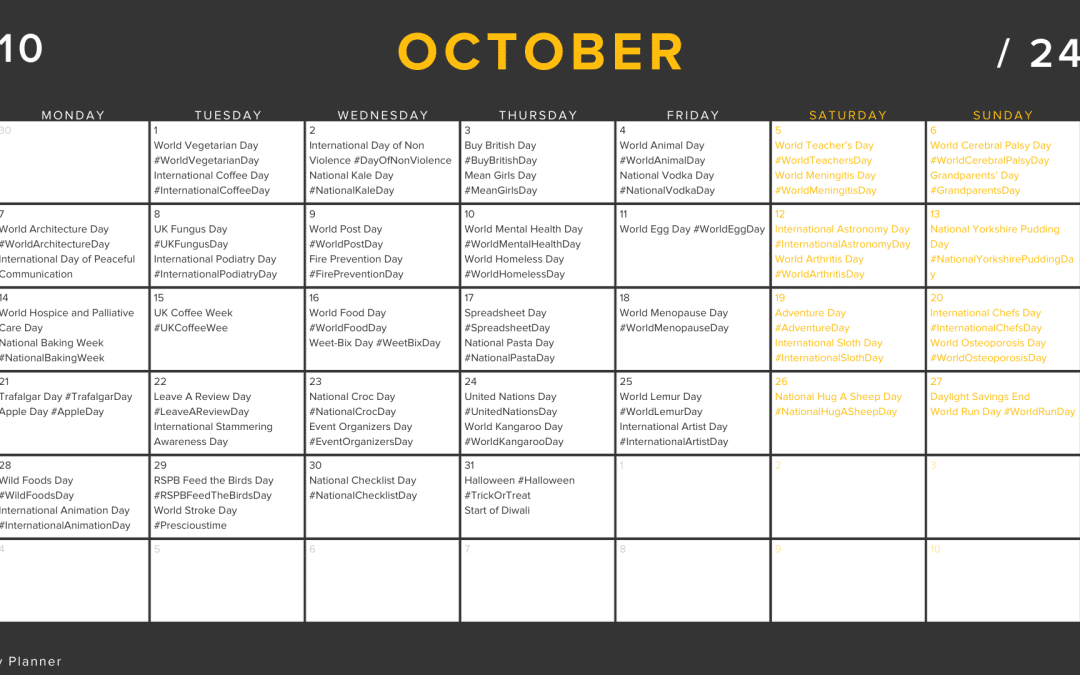 Social Media Calendar 2024: October