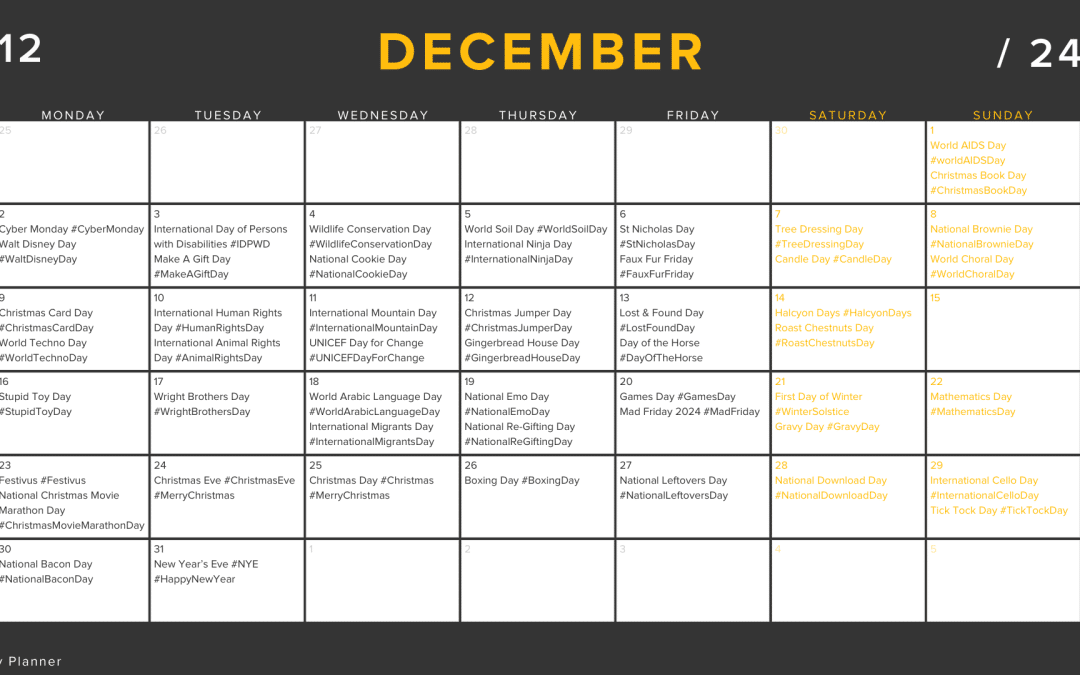 Social Media Calendar 2024: December